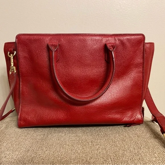 💯VERY RARE Tory Burch Leather Satchel in Red Leather - Picture 3 of 10
